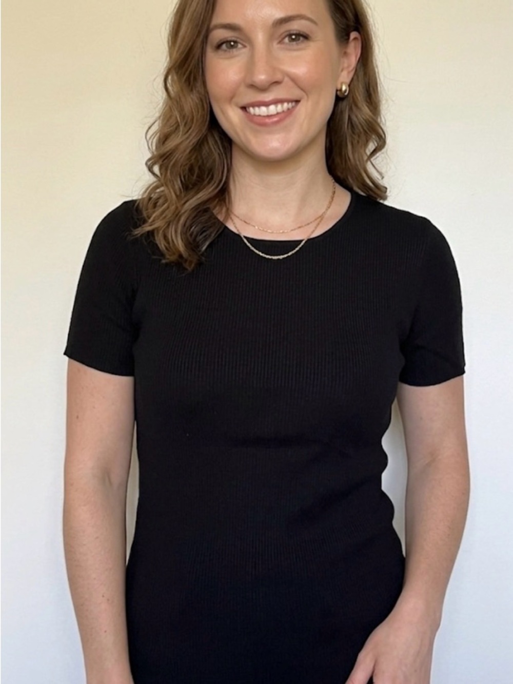 Charter Club Black Ribbed Short-Sleeve Crewneck Top